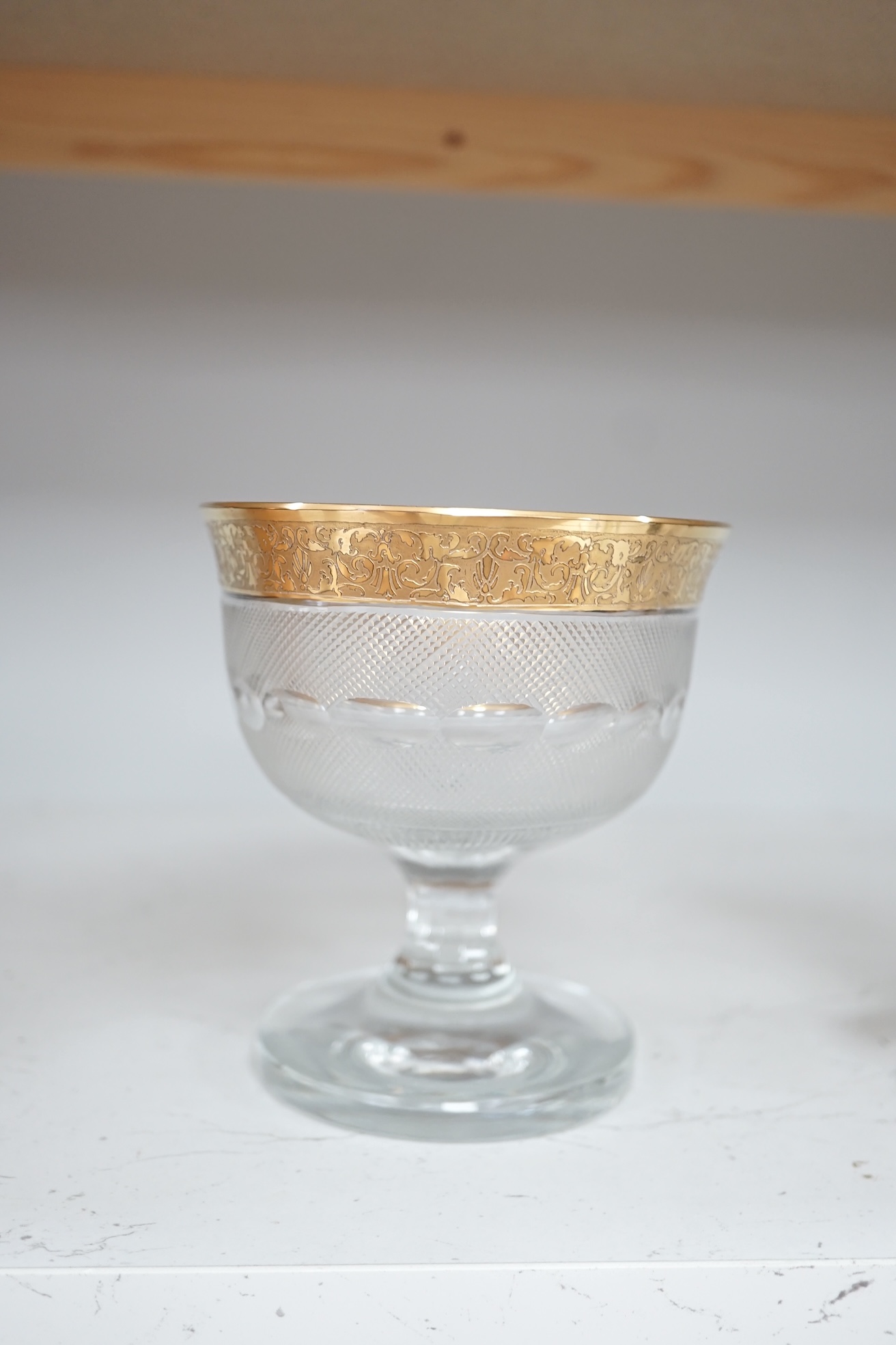 A St Louis gilt glass vase and an oval Moser bowl, diameter 22.5cm. Condition - good.